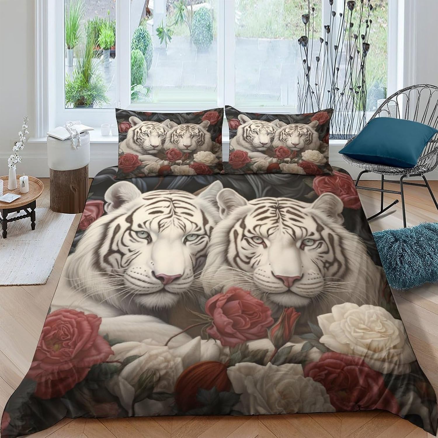 Housses de couette anti-allergie tigre 260x230 cm pour protéger le sommeil des enfants sensibles