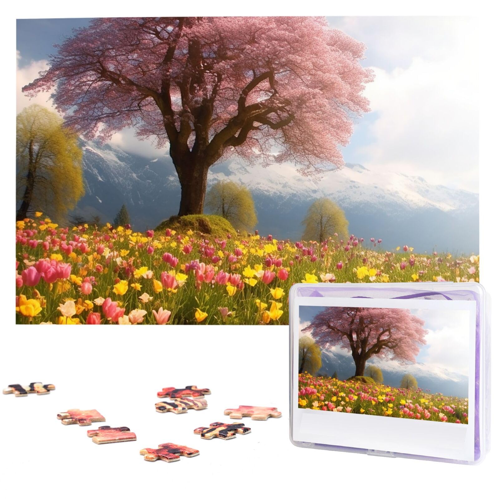 Amazon.com: Tree Flowers Nature Scenery Puzzle Personalized Wooden