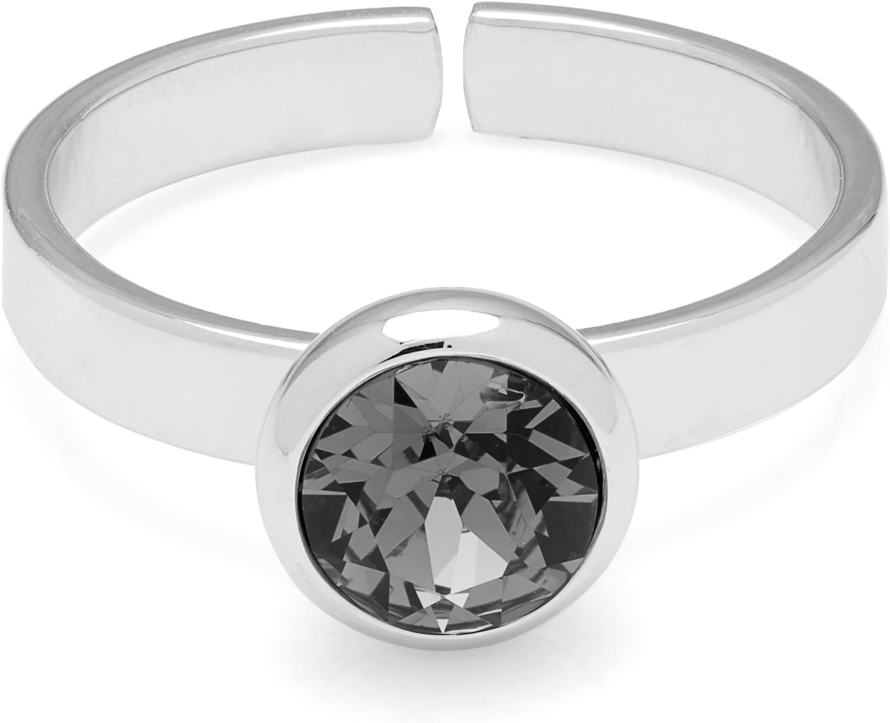 The Gemseller Women’s Swarovski Crystal Solitaire Ring Finished in 14K White Gold Plating