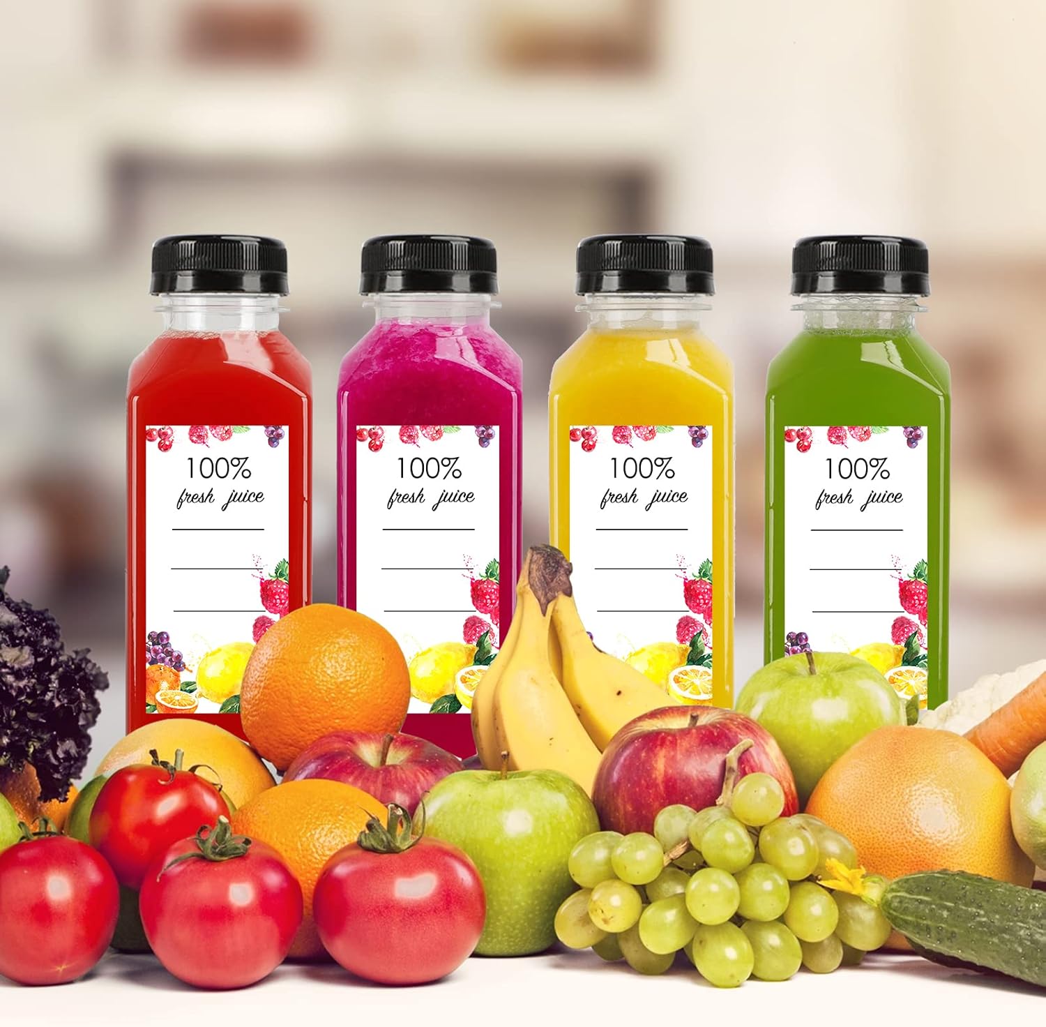 Moretoes 40pcs 12oz Empty Plastic Juice Bottles with Caps, Bulk Clear Beverage Containers for Juicing Drinking Milkshake Tea and Other Beverages - Image 4