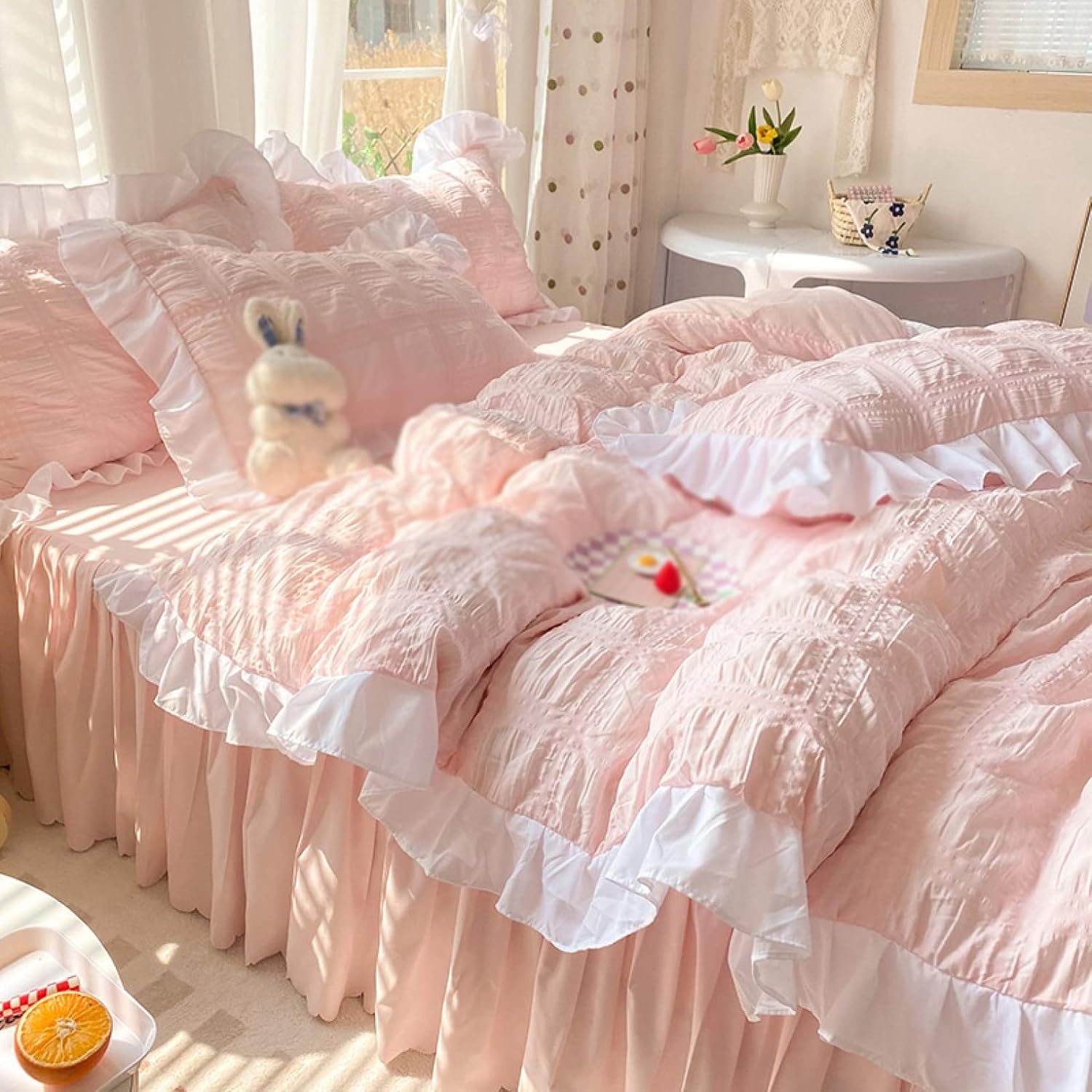 布団カバー シングル ダブル 3点セット/4点セット セミダブル 寝具カバーセット ベッドスカート 枕カバー 丸洗いOK 寝具カバー