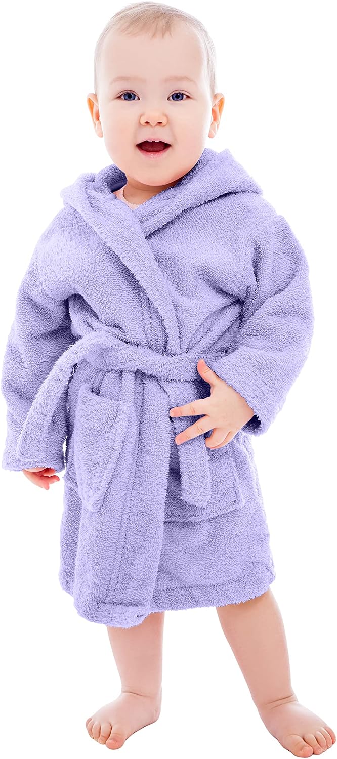 BAGNO MILANO Organic Turkish Cotton Kids Bathrobe, Soft Terry Cotton-Acrylic Hooded Towel Robe for Boys, Girls