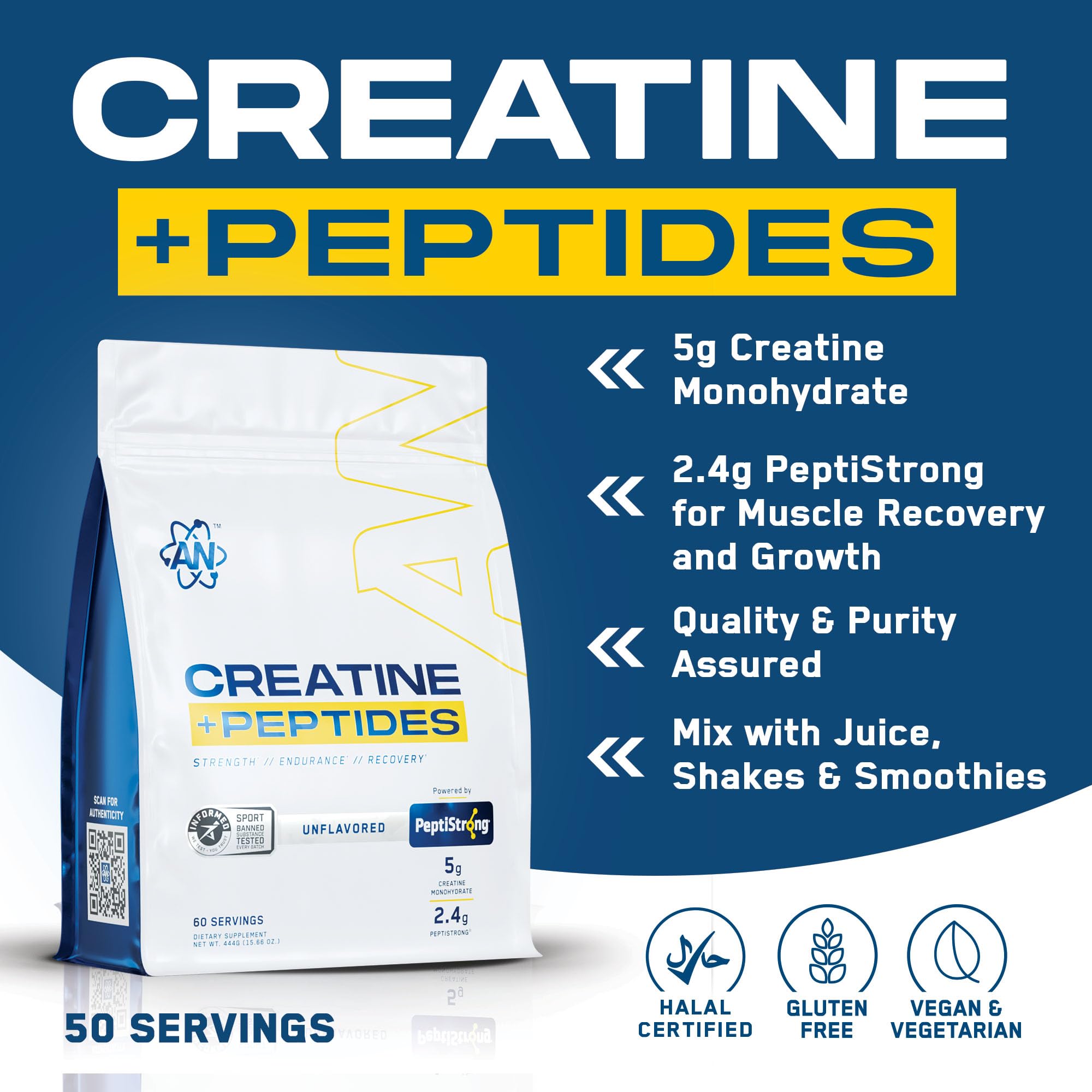 Applied Nutrition Creatine Monohydrate + Peptide - 444gÓ / Amazon: ãCreatine + Peptide - 444g - Naturel
