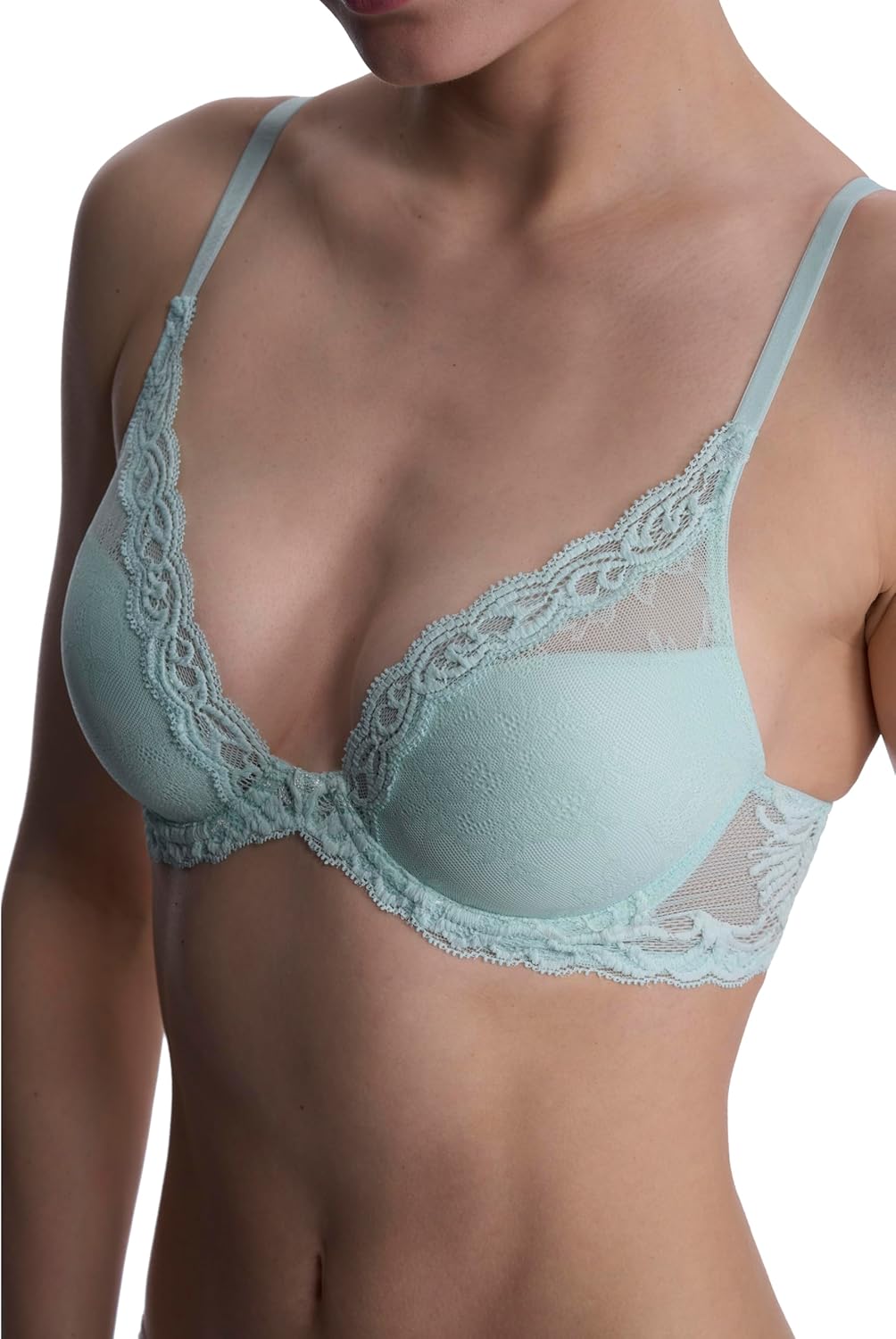 Natori Women's Feathers Plunge T-Shirt Bra 730023, Whipped Mint Lace/Mint Glass, 30DD - Image 5