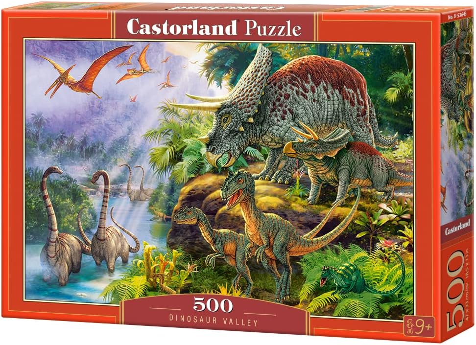 CASTORLAND 500 Piece Jigsaw Puzzle, Dinosaur Valley, Prehistoric Scenery, Dinosaur Puzzle, Prehistoric Animal, Adult Puzzles, Castorland B-53643