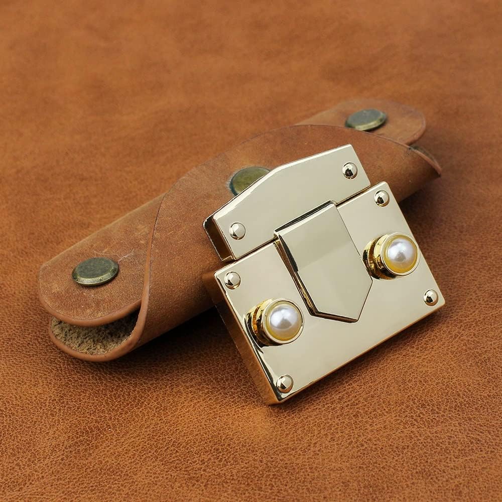Leather Bag Women Zinc Lock Pearl Decorate Press Operate Clasps Handbag Hardware