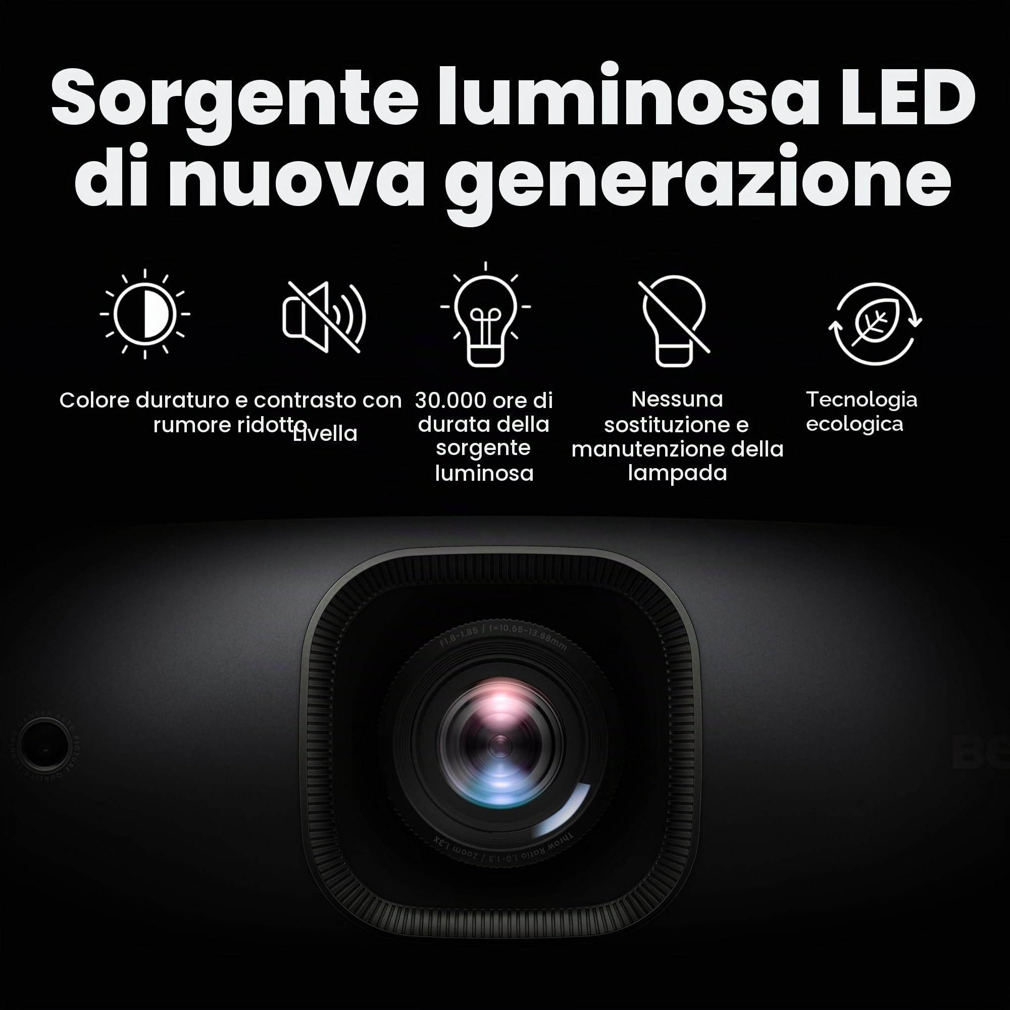 BenQ W2720i 4K UHD Smart Home Theater Proiettore 95% DCI-P3 Cinematic Color, HDR10/HLG, 2500 Lumen, Android TV Streaming con Modalità Cinema AI, Altoparlante Dolby Atmos 10W integrato