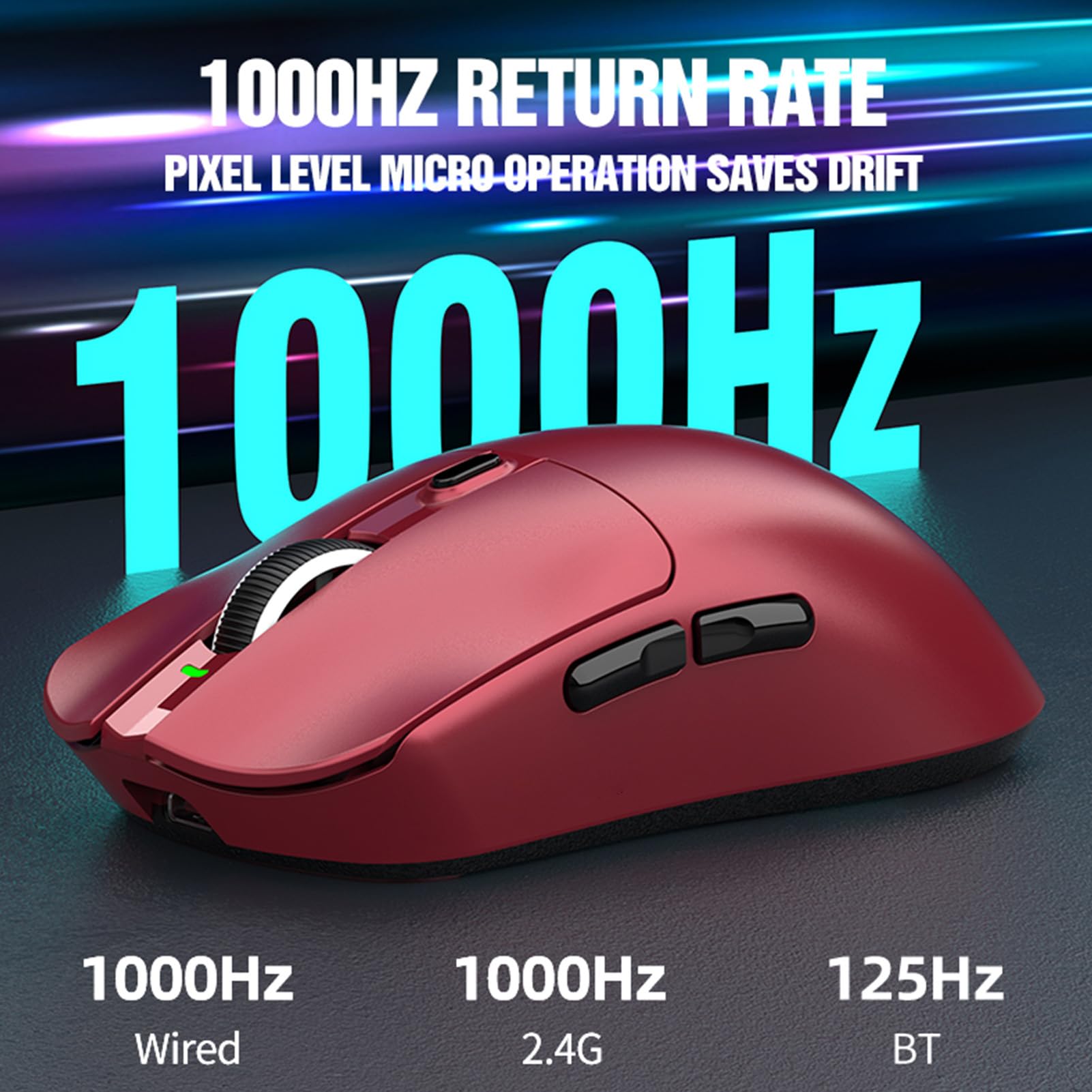 Tosuny Mouse da Gioco Wireless, Mouse da Gioco Tri-mode 2.4G/USB/Bluetooth con Base di Ricarica RGB, 800-12000 DPI, 7 Pulsanti Programmabili, Mouse Ricaricabile per PC Portatile (rosso)