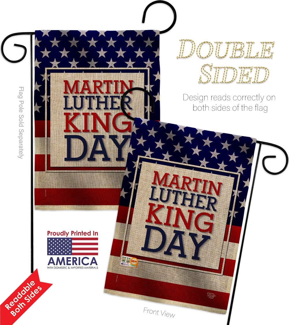 MLK Day Burlap Burlap Garden Flag Black History Martin Luther King Civil Right Stars United State American Small Decorative Gift Yard House Banner Double-Sided Made In USA 13 X 18.5