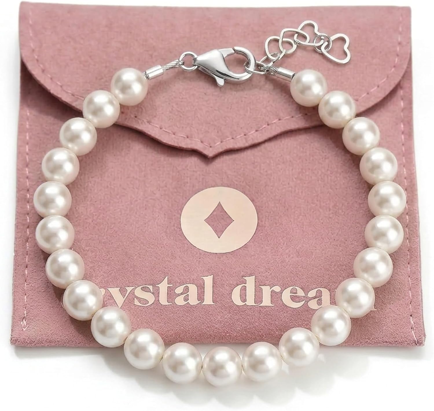 Delicate Sterling Silver Bracelets for Girls | High-End European Simulated Pearls | Elegant Girls Jewelry | Pearl Bracelet for Birthday Gifts, Flower Girls | Her First Set of Pearls or Special Days