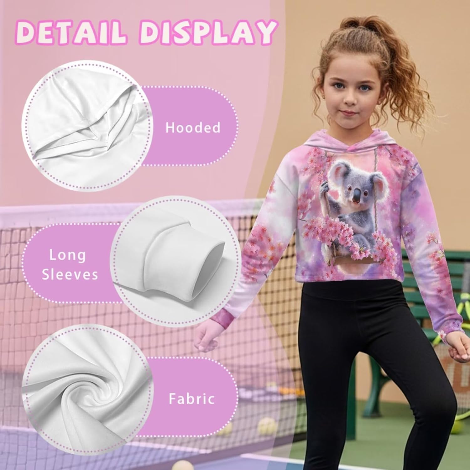 Girls Clothes Set 2 Pieces Long Sleeve Pullover for Kids 5-14 High Waist Flare Pants Soft Cozy Crop Tops Hoodies