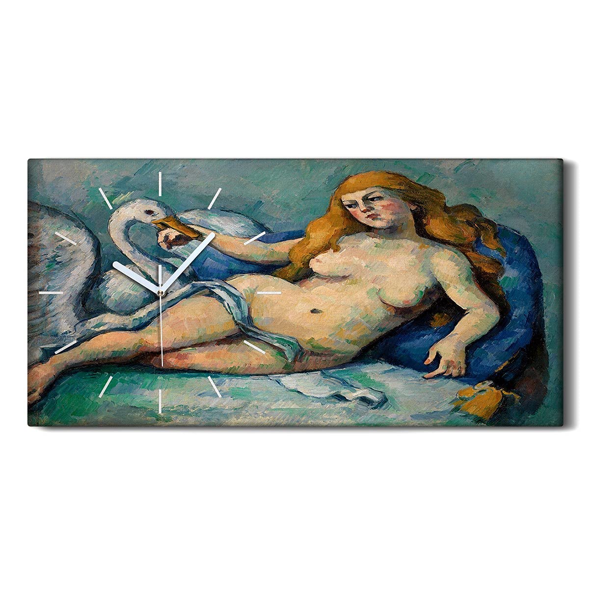 Horloge sur Toile Leda et le Swan 60x30cm Decor Moderne