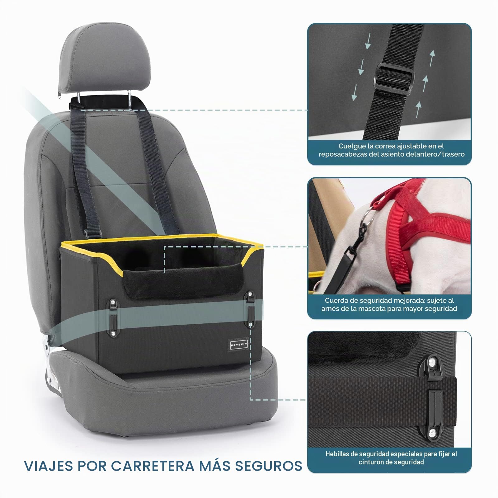 Petsfit Asiento Coche Perro Pequeño Plegable, Bolsa Asiento Elevadora para Coche para Mascotas, para Perros Pequeños