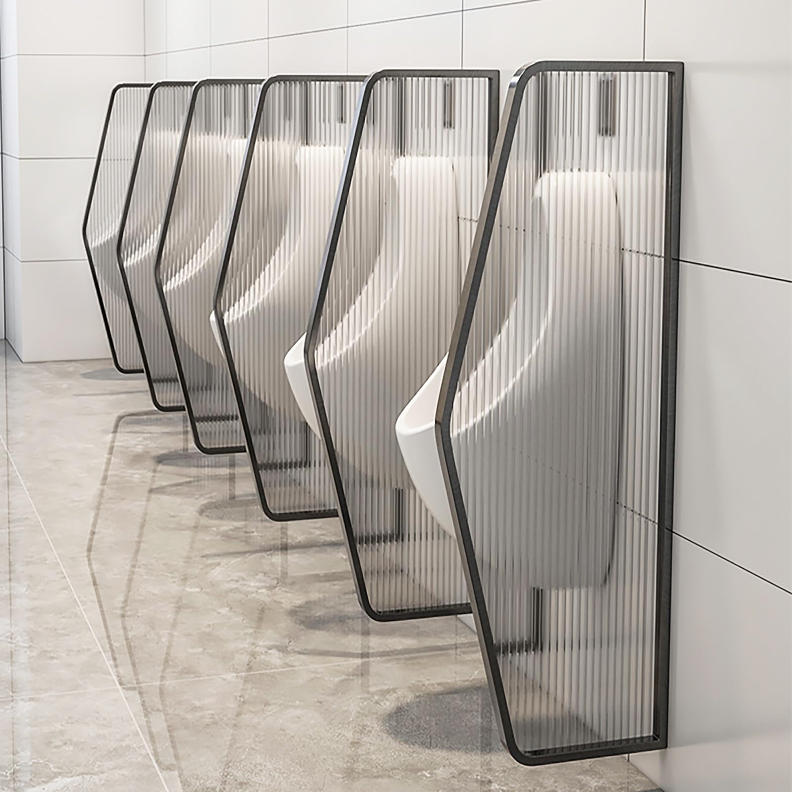 Panel divisorio para urinario con herrajes de acero inoxidable satinado