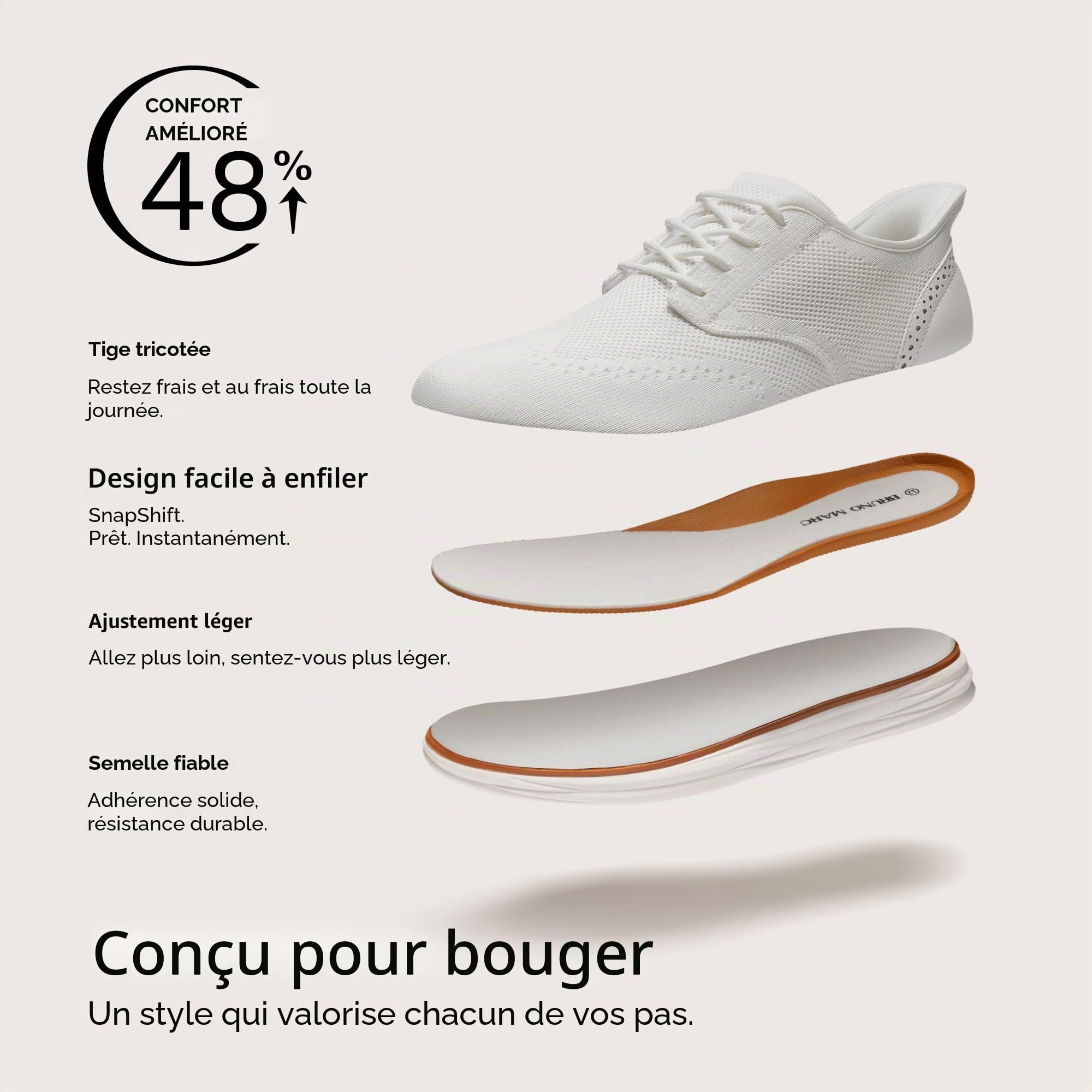 Bruno Marc Baskets Oxford Homme en Tricot Respirant Chaussures de Ville Décontractées pour Affaires et Quotidien