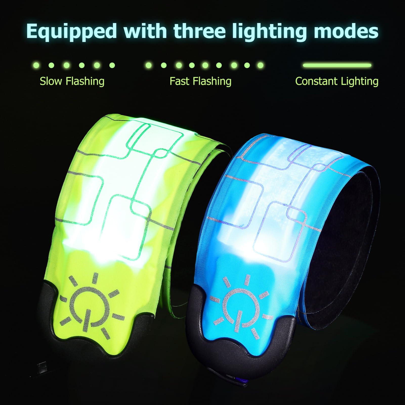 SUPVOX Lot De 4 Bracelets LED À Claquer Éclairage De Nuit pour Bras Ou Poignet 3 Modes De Clignotement Rechargeables pour Cyclisme Jogging