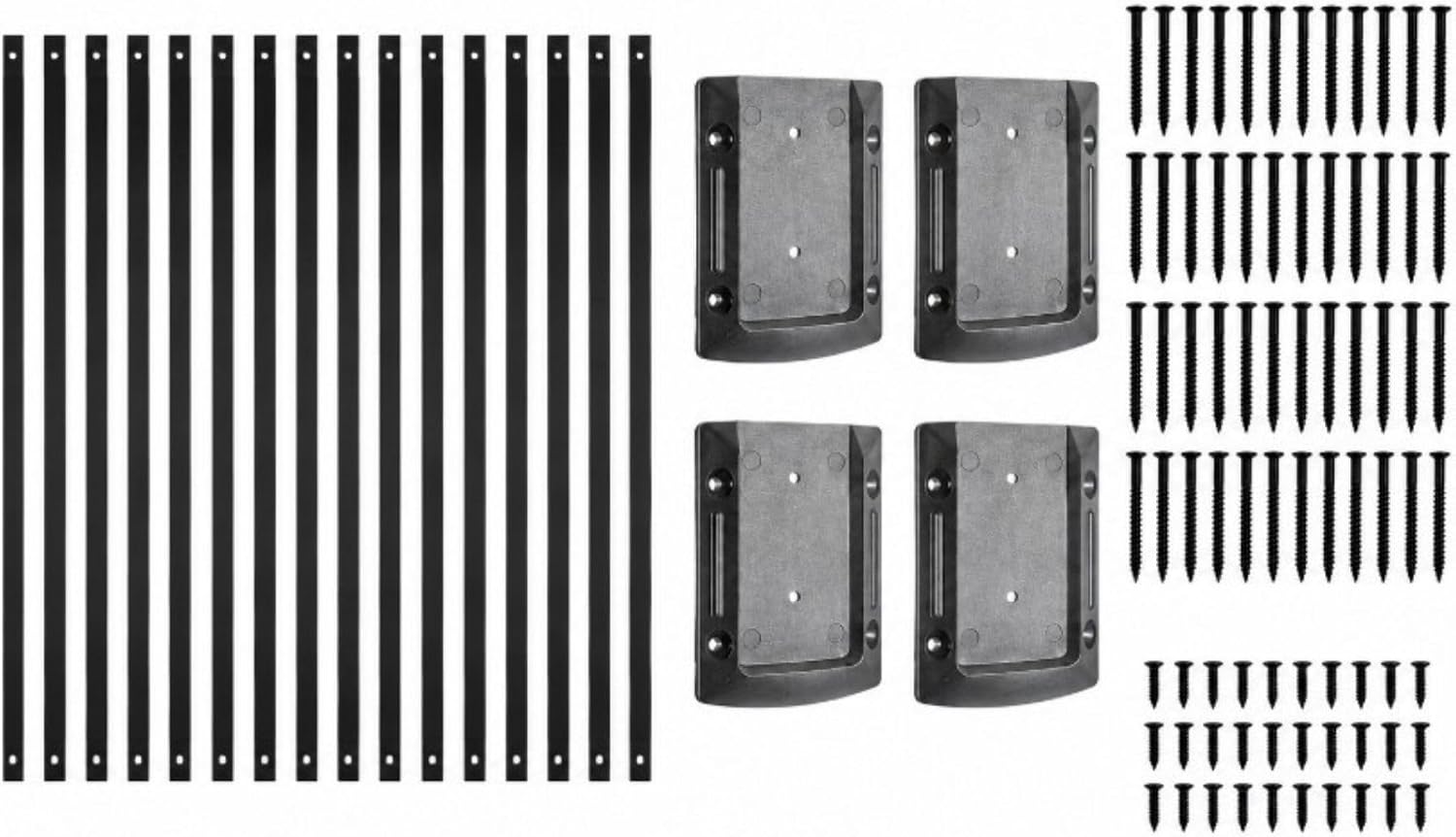 Nuvo Iron Rectangular Baluster Kit – 32″ Long x 1″ Wide Black Galvanized Steel Balusters, 15 Pieces Plus All Hardware