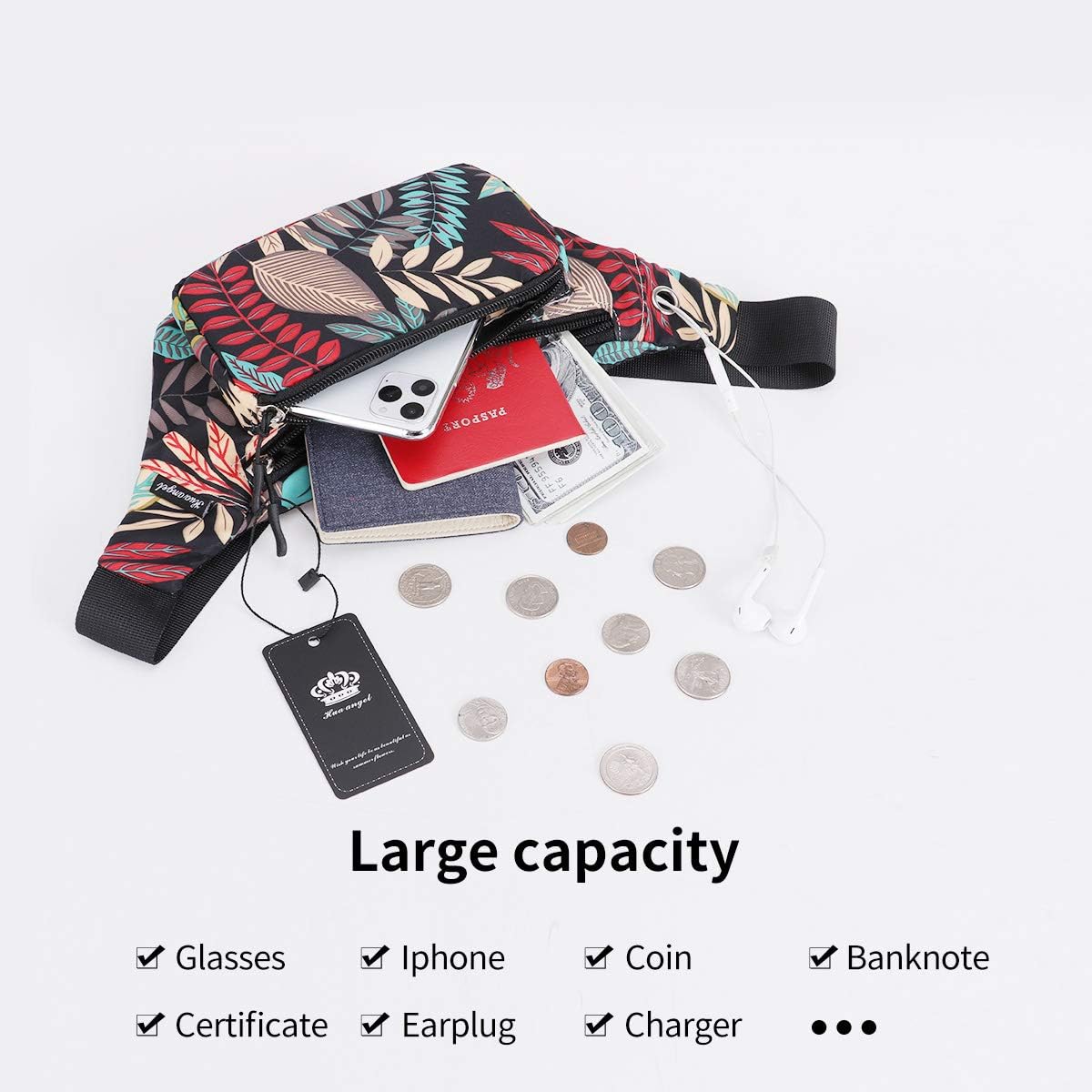 HUA ANGEL Fanny Pack for Women & Men - Crossbody Waist Bag Lightweight Belt Bum Bag for Sports, Travel, Hiking, Everyday Use - Image 6