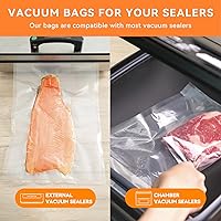 Vista 8 de Wevac Rollos de bolsas selladoras al vacío con dispensador, 11"x50' (paquete de 2) – Resistente, a prueba de fugas para almacenamiento de alimentos