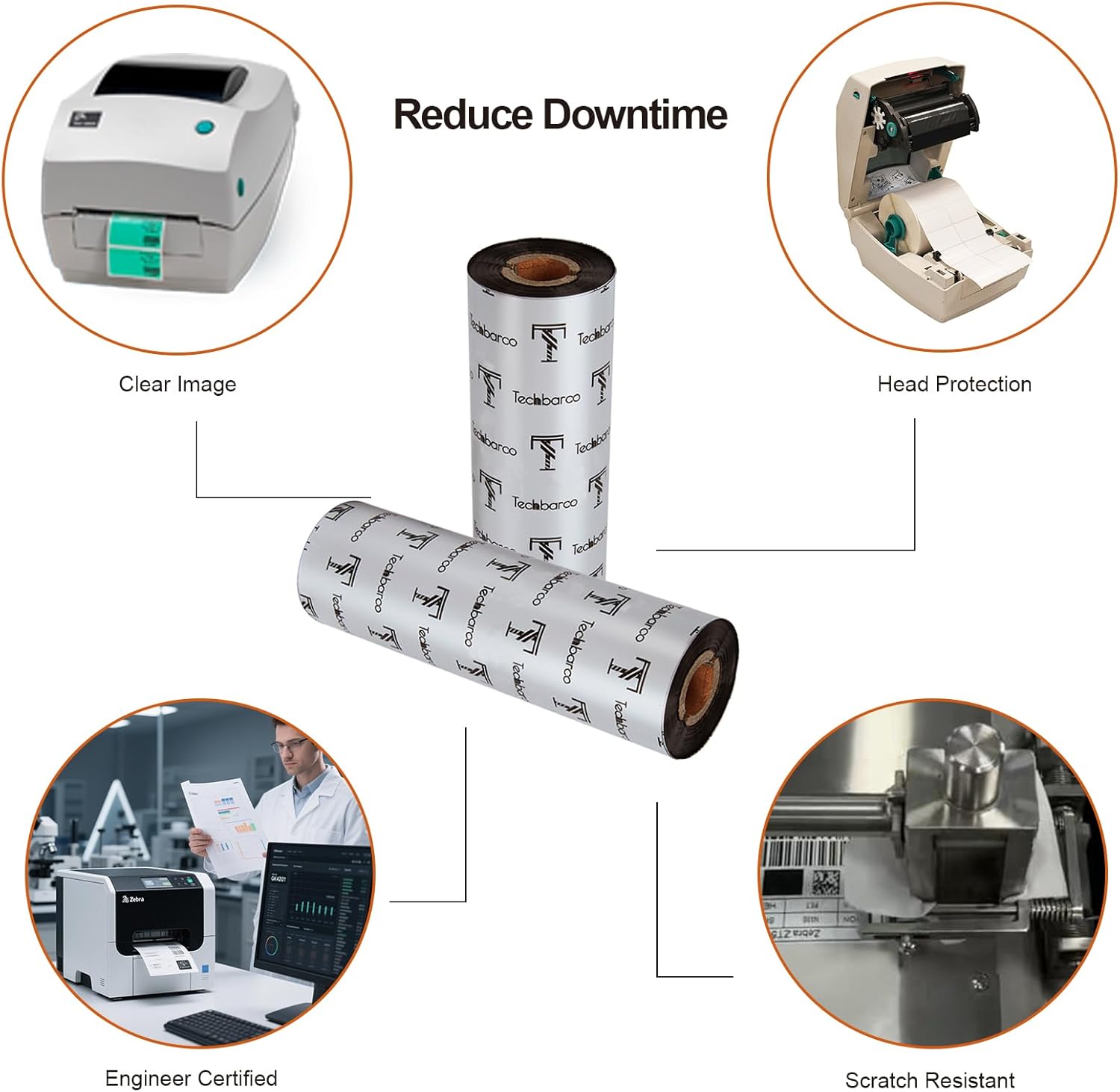 10 Rolls Desktop Thermal Transfer Ribbons -Enhanced Wax, 4.33" x 244'(110mm x 74m), 0.5" Core, for Zebra Desktop Printer