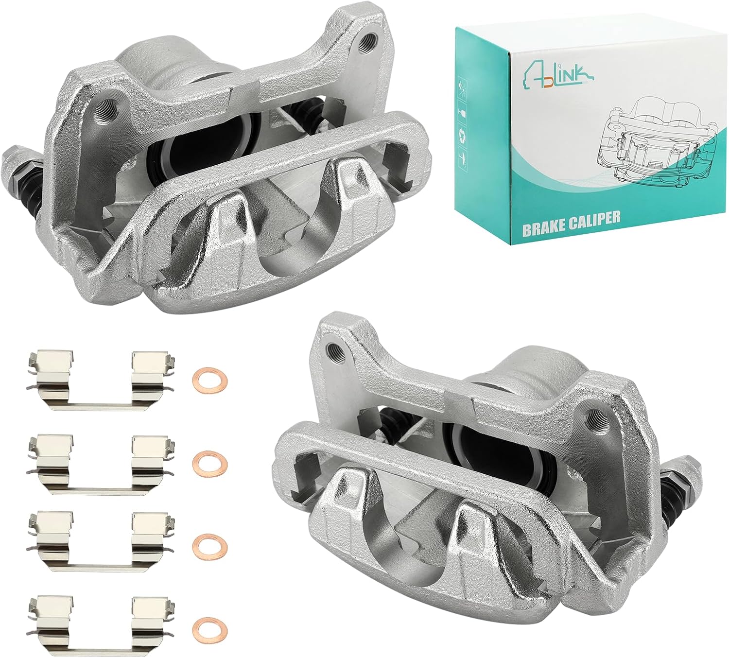AULINK 19B2808 19B2809 Front Disc Brake Caliper Assembly (2.0L 2.2L) with Bracket For Acura RSX 2002-2006, Honda Civic 2006-2011, S2000 2000-2009 2PCS Front Driver and Passenger Side