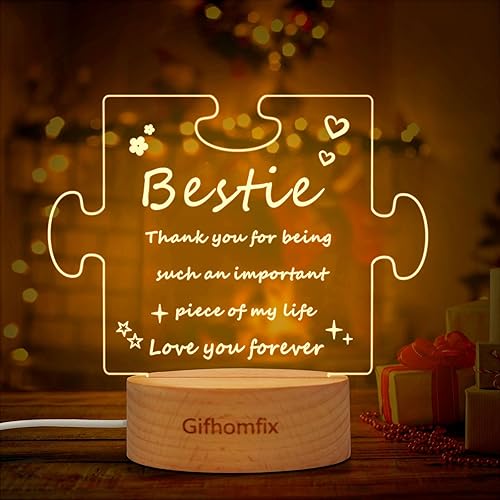 Miniatura 1 de Regalo para mejor amiga para mujeres, mejor amiga, luz nocturna acrílica grabada para mejores amigas, regalos de amistad para amigas, regalos de