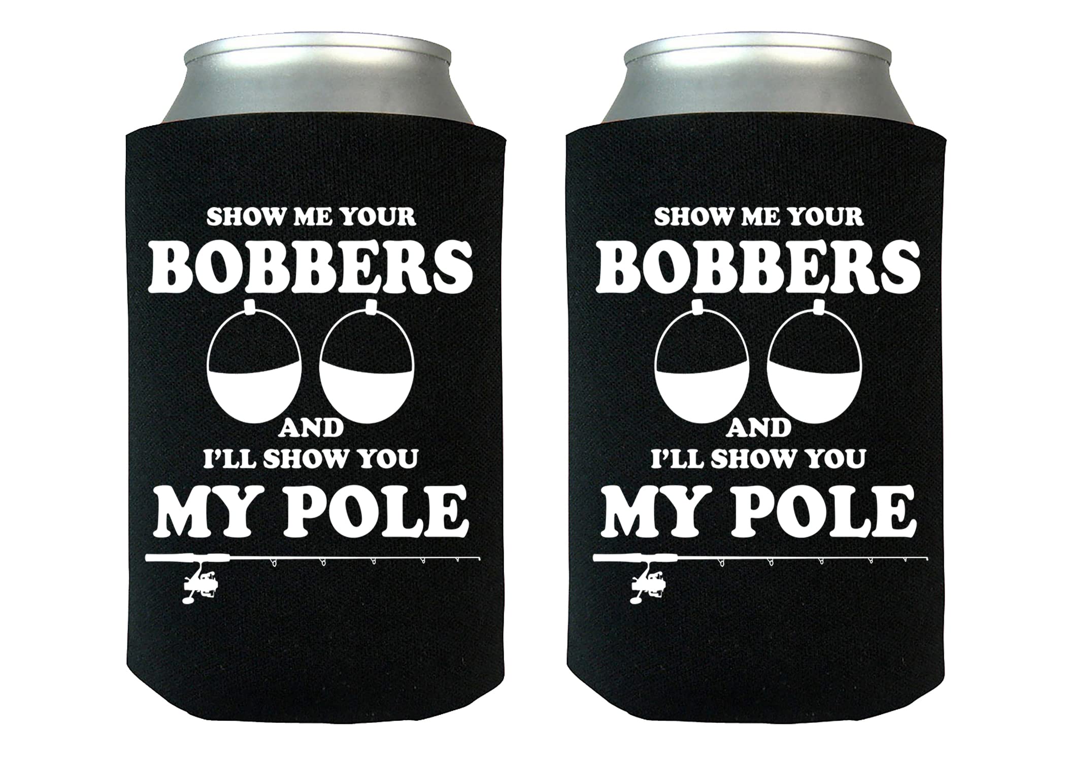 Rogue River Tactical Funny Fishing Bobbers Pole Joke Collapsible Beer Can Bottle Beverage Cooler Sleeves 2 Pack: Home & Kitchen
