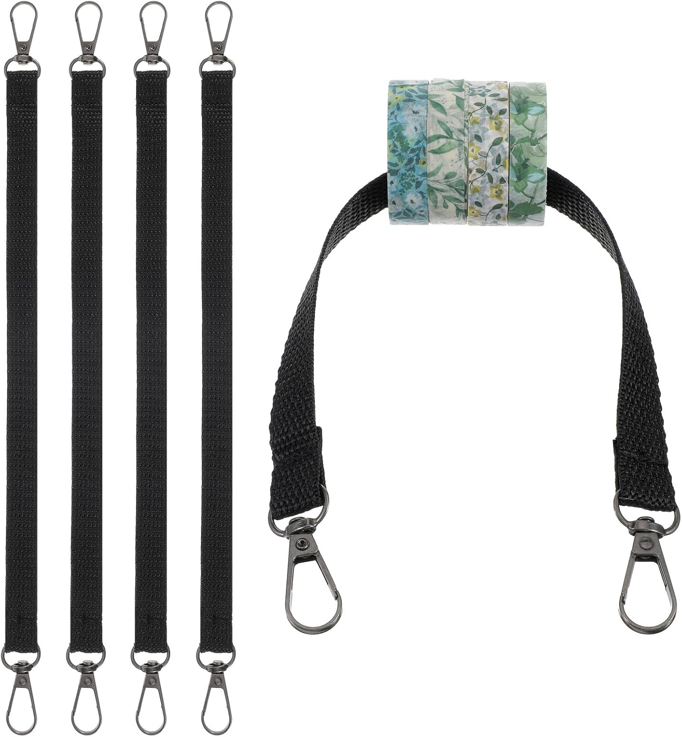 4 Pack Electrical Tape Holders, Tool Belt Accessories, Black Polyester Tape Holder with Snap Hooks for Tool Belts, Pouch Bag, Tool Box and Construction (Black)