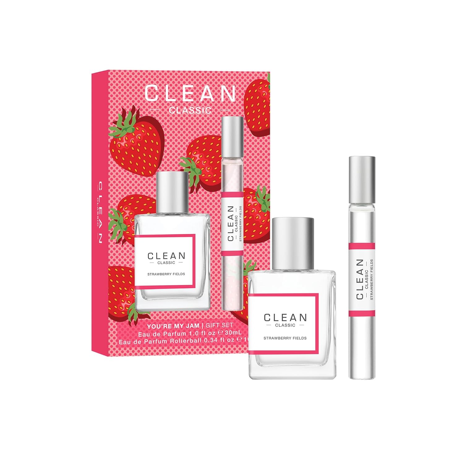Clean Beauty Perfume Duo, Full & Travel Size, Fresh Laundry Warm Cotton Scent, Strawberry Fields Juicy Berry Notes, Layering, Giftable Fragrance Set - Image 2
