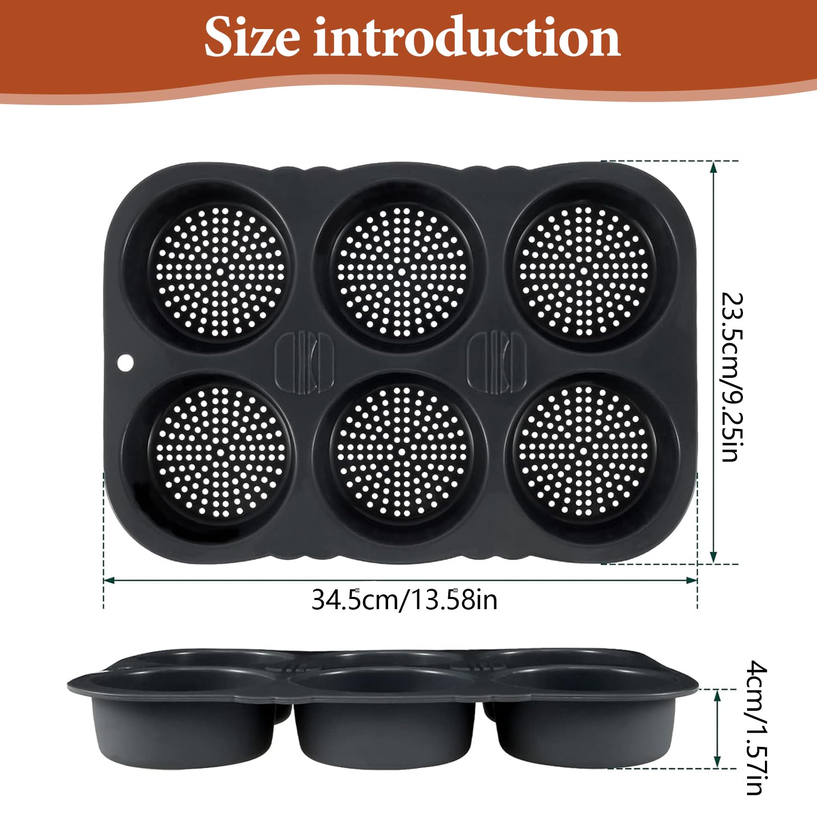Stampo per Hamburger in Silicone, 6 Cavità Stampo Antiaderente per Panini, Rotondo, Diametro 10 cm, Perforato