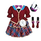 Mad Hatter Costume Girls Halloween Kids Mad Hatter Cosplay Full Set for Girl