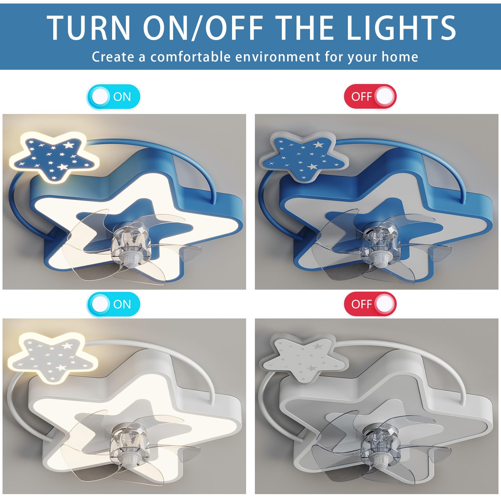 LED Ventilatore Da Soffitto Con Luce Bambini E Telecomando Silenzioso Plafoniera Con Ventilatore Dimmerabile Smart 6 Velocità Lampadario Ventilatore Da Soffitto Moderne Camera Da Letto