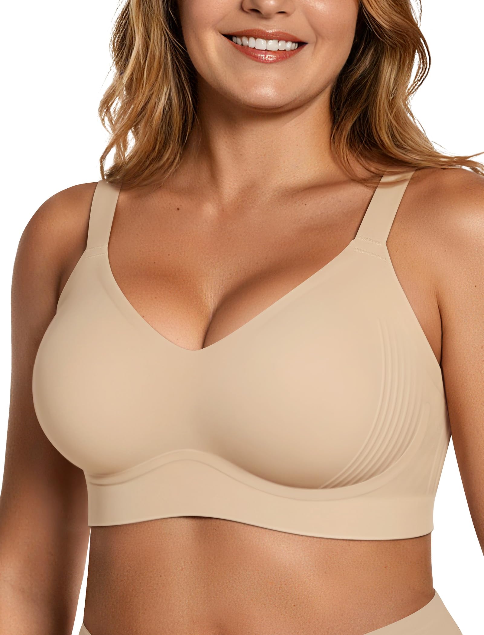 OEAK Womens Wireless Seamless Bras Full Coverage Supportive Lounge Bra Push Up Plus Size Everyday Bra Comfortable Tshirt
