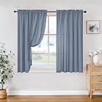 HOMEIDEAS Non-See-Through Protection de la vie privée des crèmes Rideaux 52 X 72 Poches longues 2 Panneaux Lumière Jaune Semi Sheer Rideaux Filtration de la lumière Rideaux de fenêtre Draps pour chambre à coucher Salon