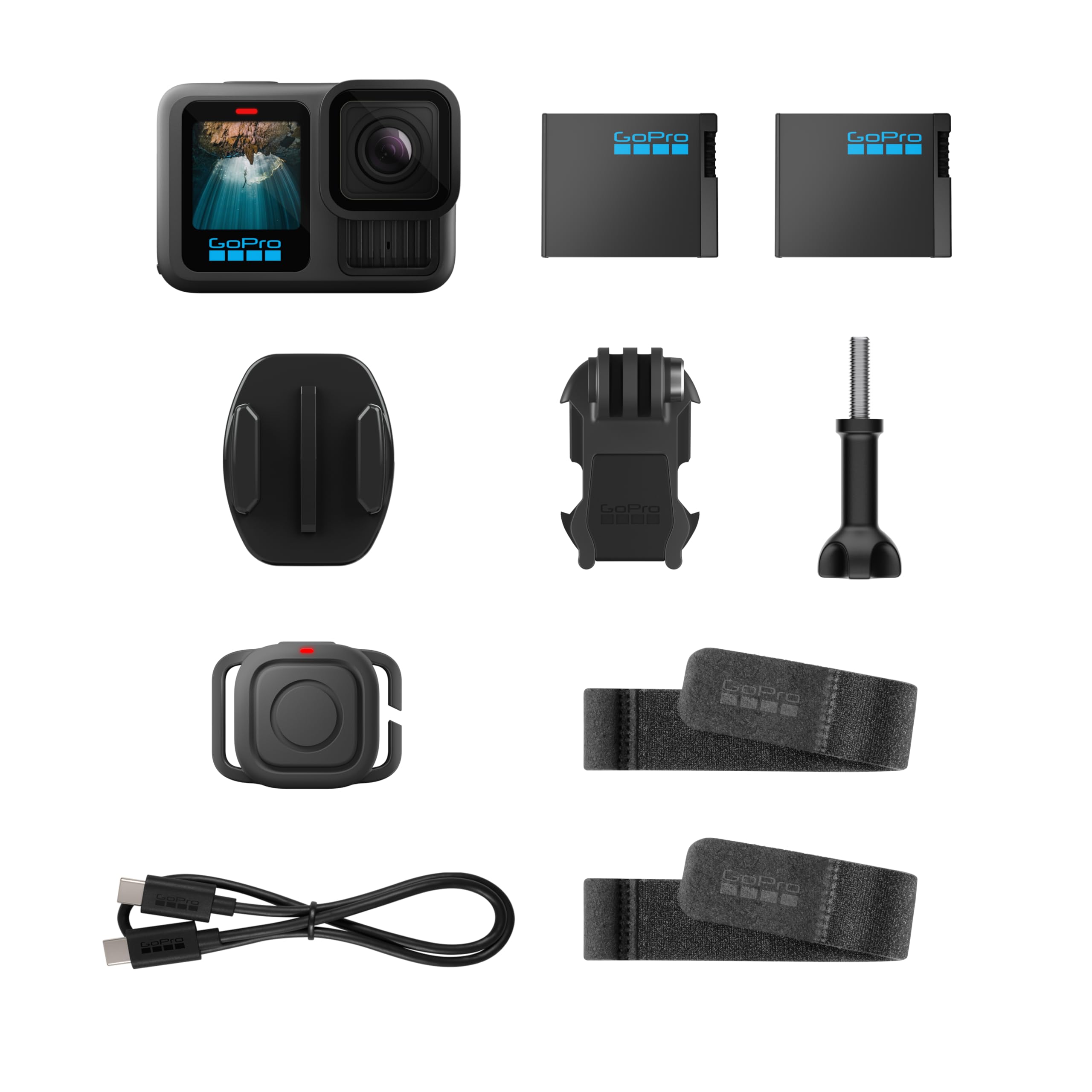 GoPro HERO13 Black - Waterproof Action Camera with 5.3K60 Video, 27MP Photo + Compatability with HB-Series Lenses: H13 Action Bundle