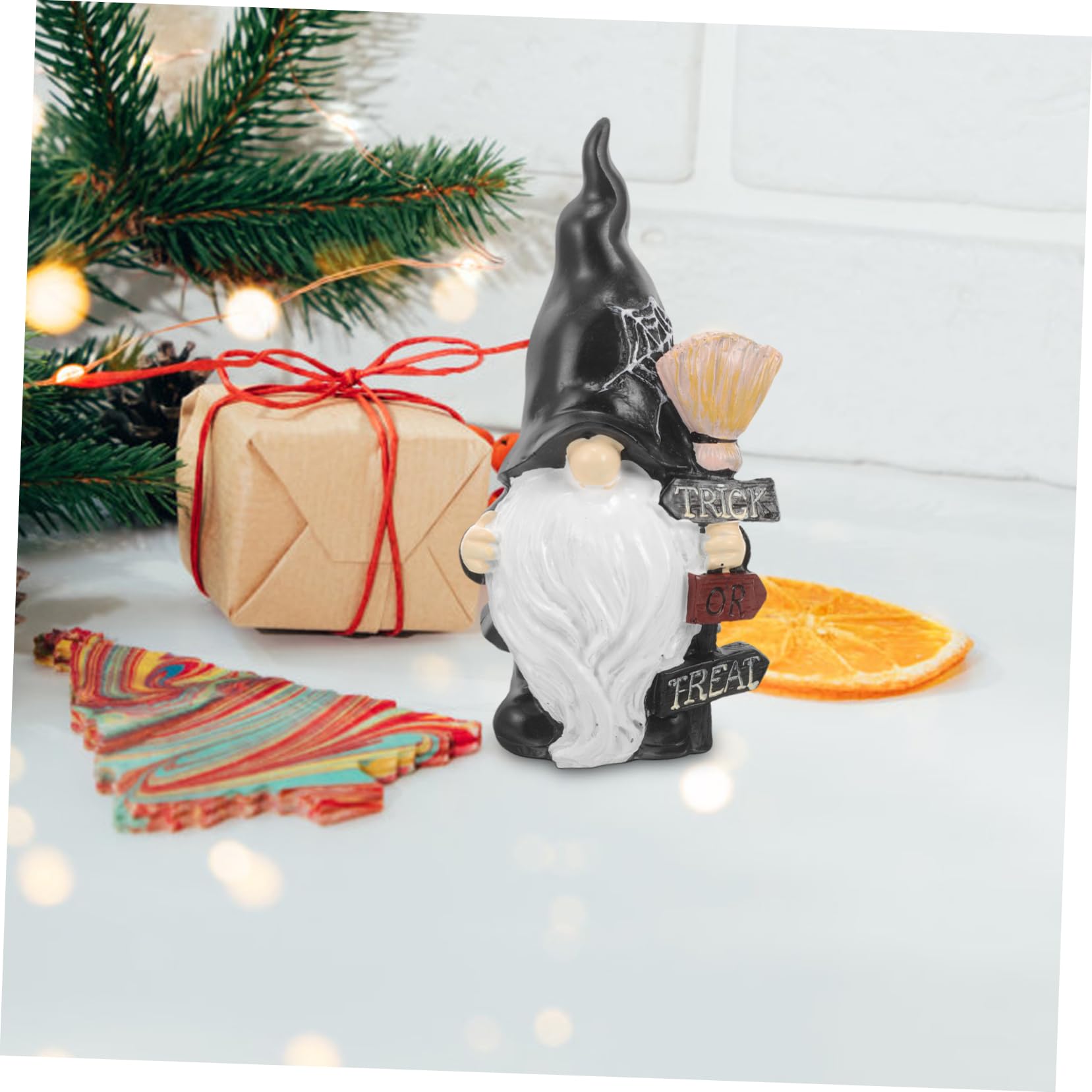 VANZACK Statue de GNOME de Jardin en Résine Noire pour Extérieur