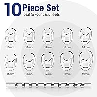 Vista 3 de WORKPRO Juego de llaves de 3/8" de tuerca acampanada, kit de herramientas de 10 piezas de llave de tuerca de gallo, métrico 10-19mm, llave de acero