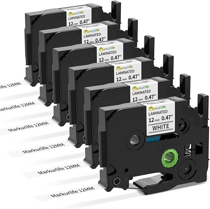 Nastro Brother TZe 12mm Markurlife - 6 Rotoli Per Etichettatrici P-Touch - Foto 4