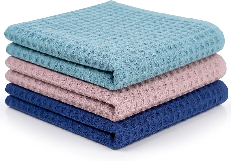 Paquete de 3 paños de lavado 100% algodón, 13 x 13 pulgadas, 3 colores | Paquete de 3 paños 100% algodón: toallas ultrasuaves y muy absorbentes.