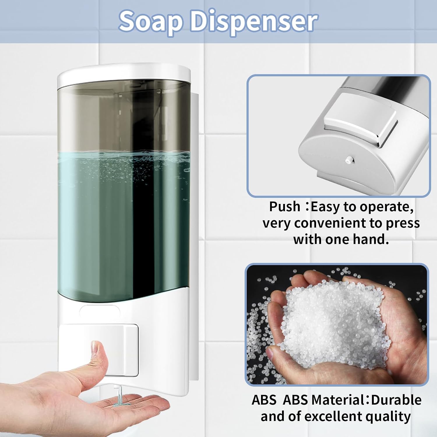 500ML Wall Mounted Soap Dispenser, Hand Sanitiser Dispenser Manual Gel Liquid Shampoo Detergent dispenser for Home Business Hotel School with 2 Pcs USE HAND SANITISER Sign 1 Punch-free Screw Sticker