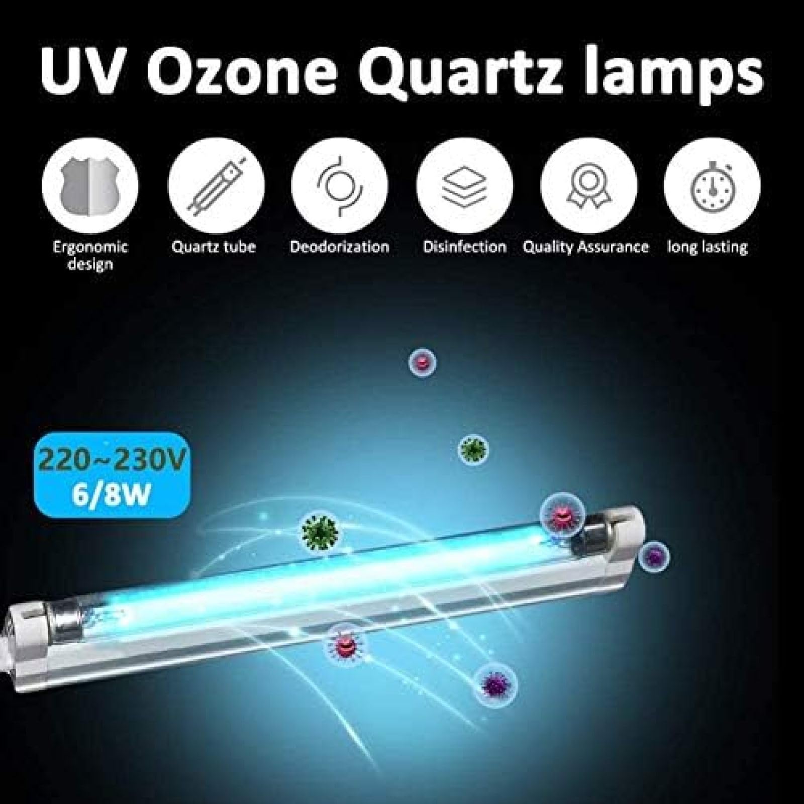 UV-Lampe, Desinfektions-Sterilisationslampe, UVC-Antibakterielle Rate, 100% tragbares Desinfektionsmittel, LED-Desinfektionslicht, Weiß, 30 W
