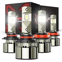 Laxmas 9005 H11 LED Bulb, 36,000LM Ultra Brightness, 6500K Cool White, 9005/HB3 H11/H8/H9 Super Bright Bulbs, 50000+ Hours Lifespan, HB3 H11 Lights with 12000RPM Cooling Fan, Plug and Play, Pack of 4