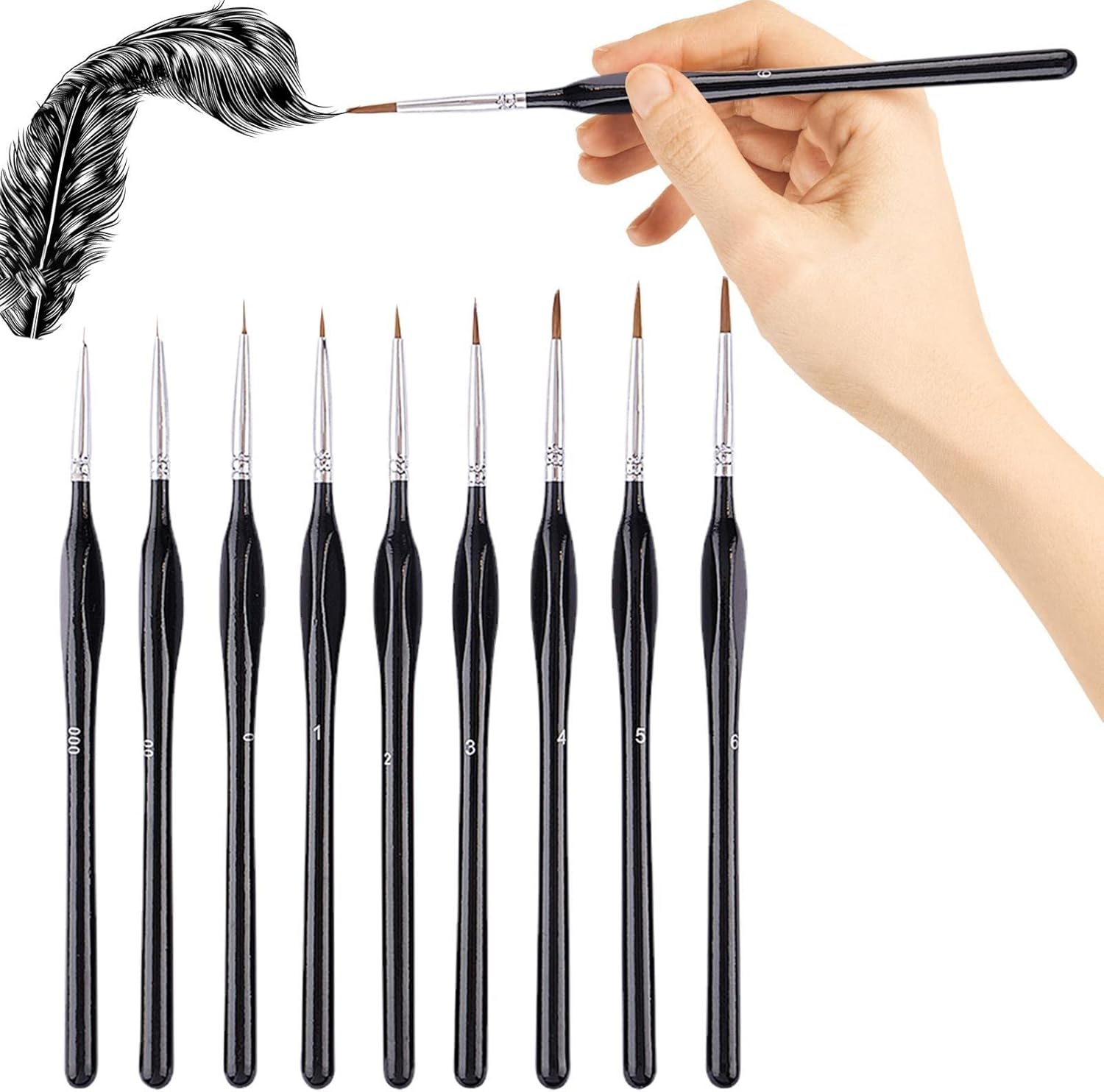 5 Detail Paint Brush Set 9 Small Detail Paint Brushes Miniature