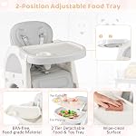 HONEY JOY 8 In 1 Baby High Chair, Convertible Highchair for Babies and Toddlers, Art Table/Building Block Table & Stool, Safety Harness, Removable Cushion & Food Tray, Infant Feeding Chair for Boys Girls (Gray)