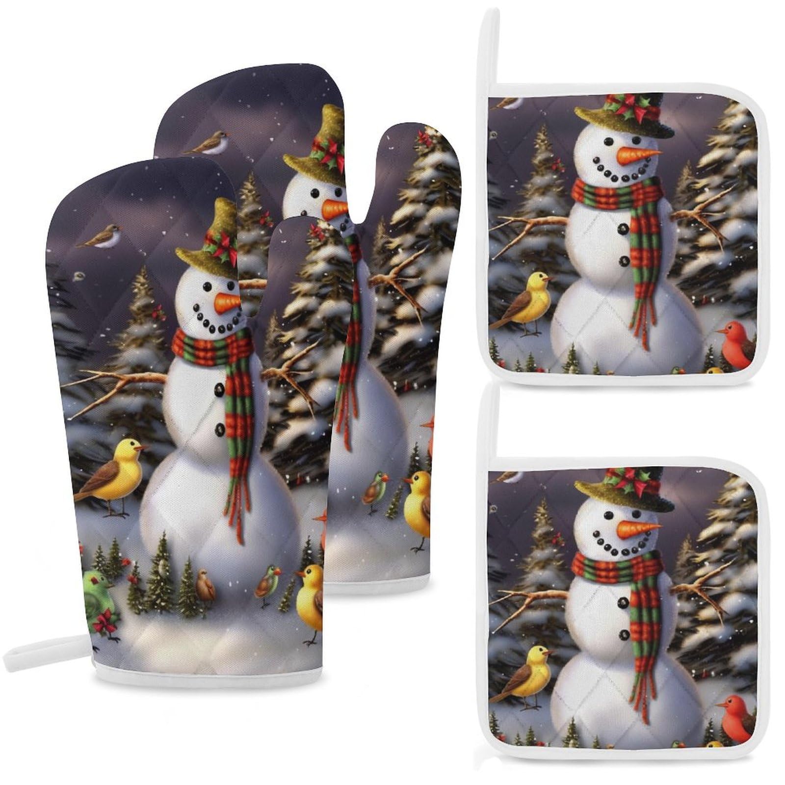 Gants de cuisine et maniques antidérapants de qualité supérieure avec motif hivernal
