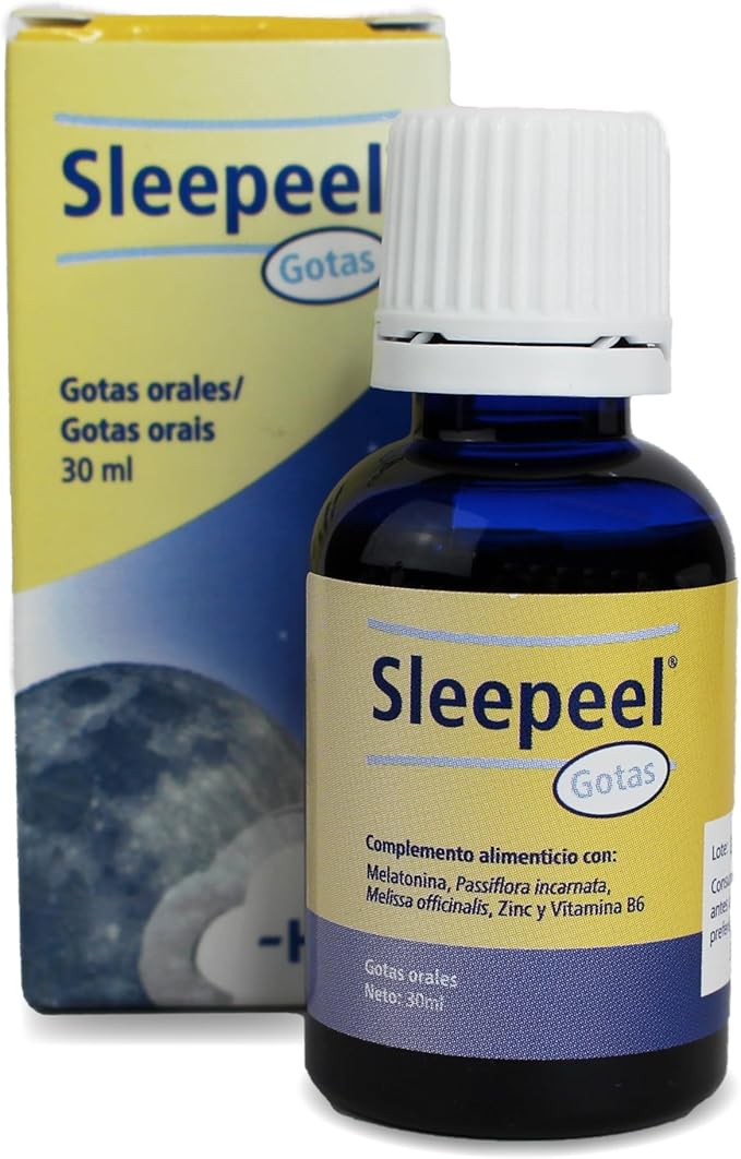 Heel - Sleepeel Gotas, con Melatonina, Pasiflora, Melisa, Zinc y Vitamina B6, Mejora la calidad del Sueño, Disminuye el Cansancio, Apto para Veganos - 30 ml