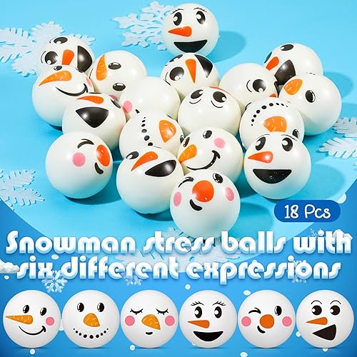 Miniatura 4 de Bola antiestrés de muñeco de nieve de Navidad, muñecos de nieve, juguetes antiestrés de poliuretano blando, regalo para aliviar el estrés, rellenos