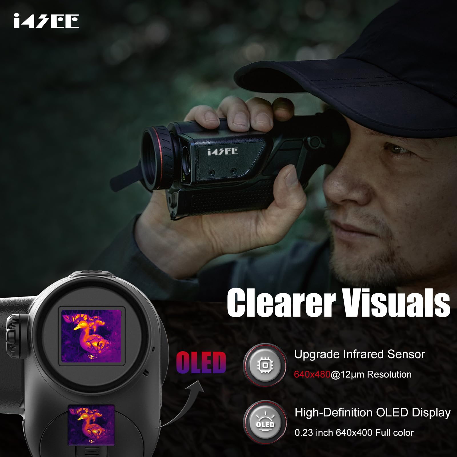 i4SEE M35-640 LRF, Thermal Monocular, 35mm Focal Lens 640x480(50Hz) Thermal Imaging Monocular Night Vision for Hunting, Handheld Infrared Thermal Scopes