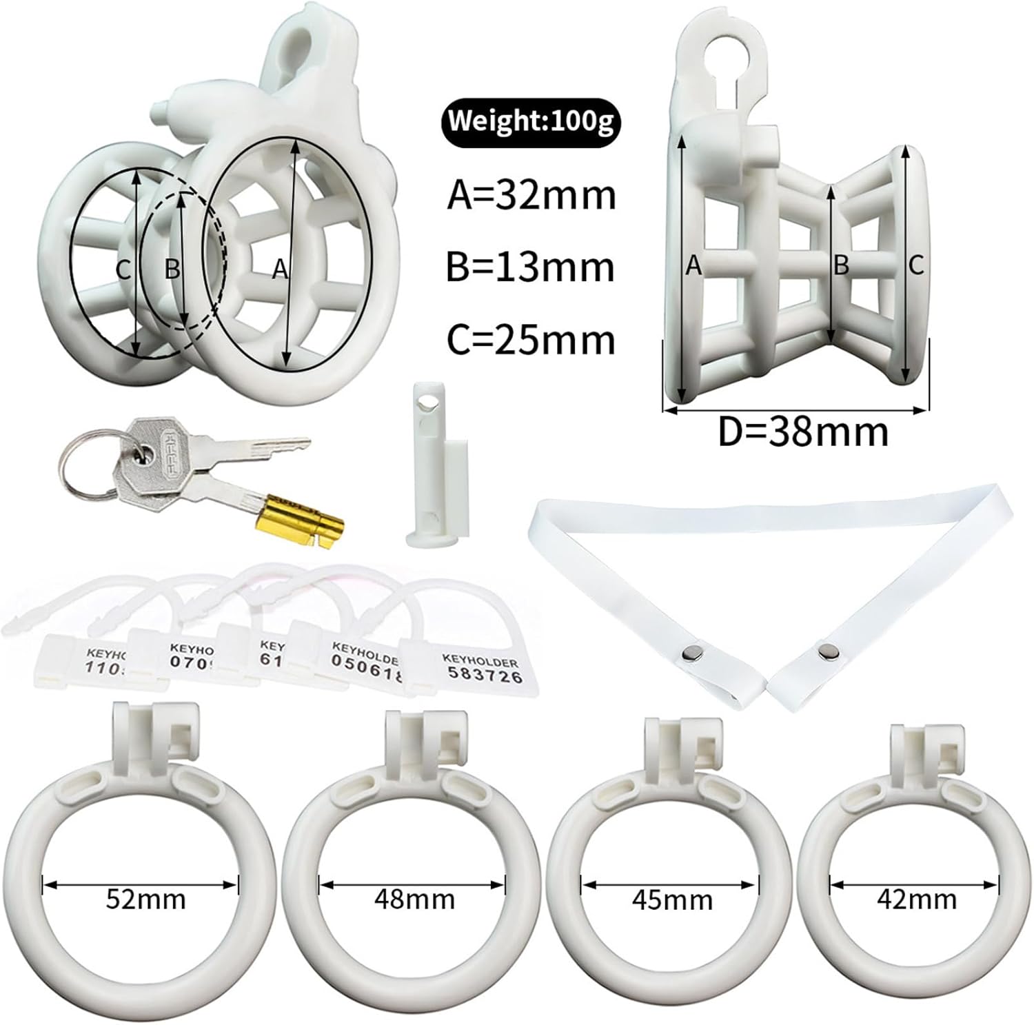 Large Male Lightweight Hollow Cock Cage for Man Penis Exercises Chasity Device with 4 Cock Rings, Chastity Belt, 2 Keys & 5 Disposable Code Locks Sex Toys for Men