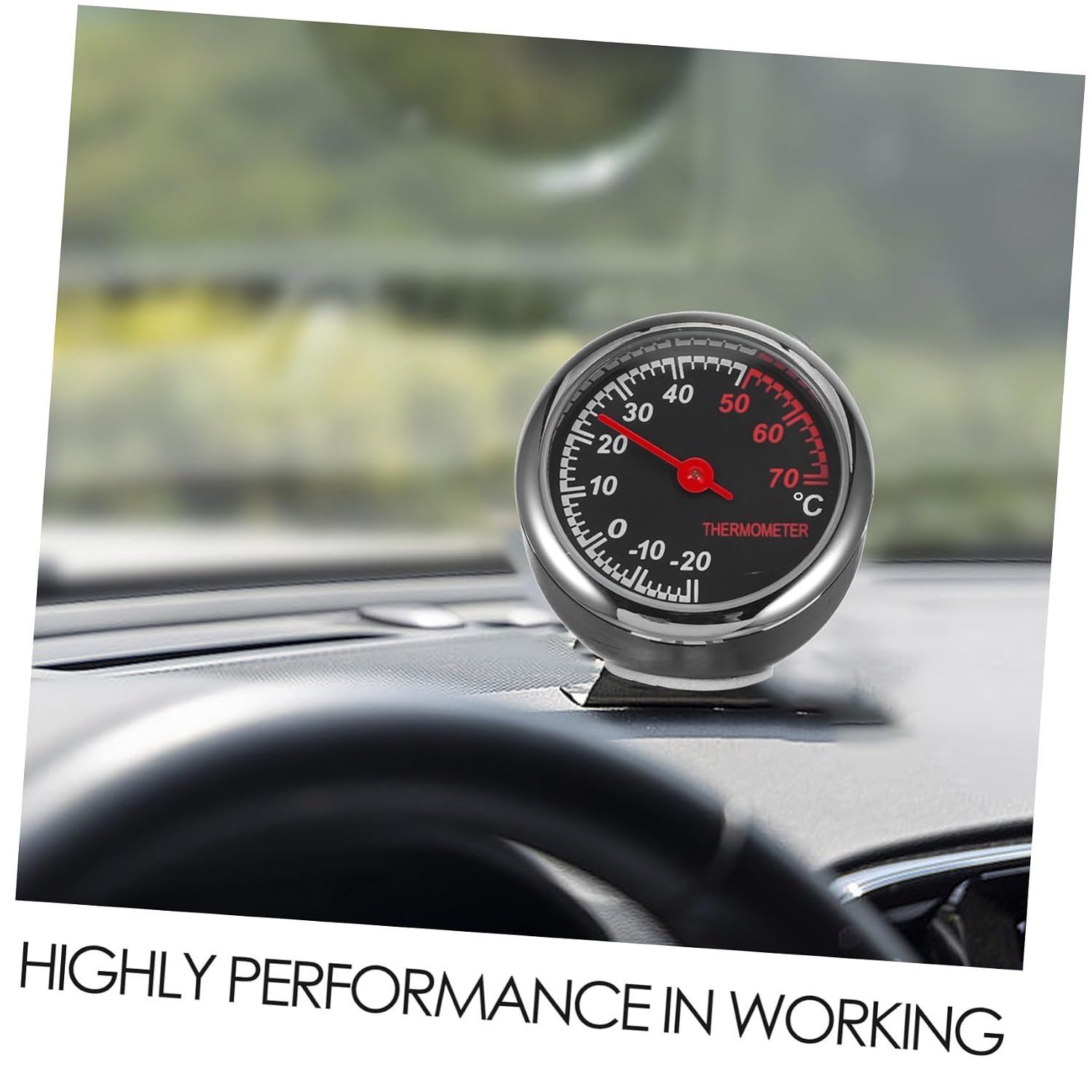 VALICLUD Backlit Mechanical Car Thermometer with Steel Core Pointer Dust Resistant Dashboard Gauge for Vehicles Easy Installation for Car Vent Dashboard Use